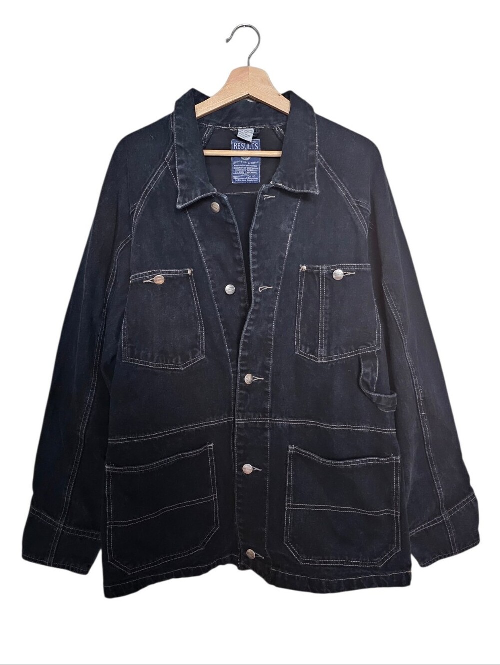 Vintage 90s Y2k Dark Denim Oversized Workwear Button-Up Jacket Size M